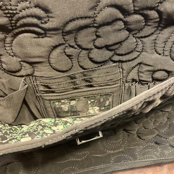 Vera Bradley Black Quilted Floral Laptop Messenger Bag Briefcase Adjustable‎ - Picture 9 of 16